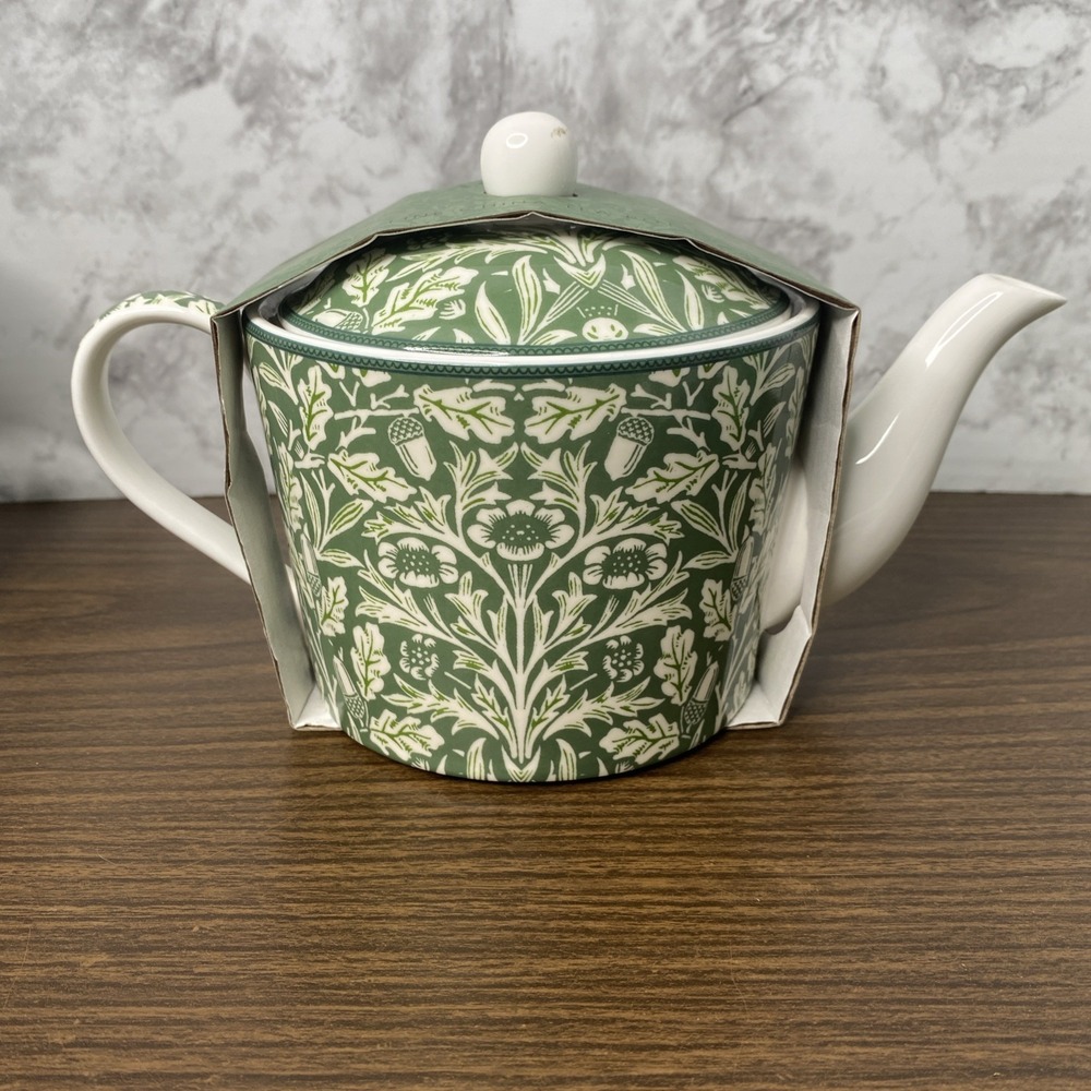 Acorn Fine China 26oz Teapot William Morris Leonardo Collection Design - NWT